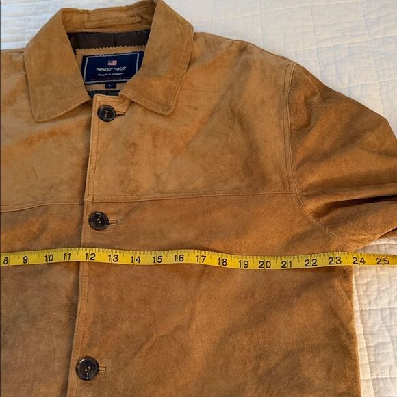 VTG 90s Newport Harbor Genuine Suede Leather Jacket Men’s Tan Washable Size L - Picture 9 of 16